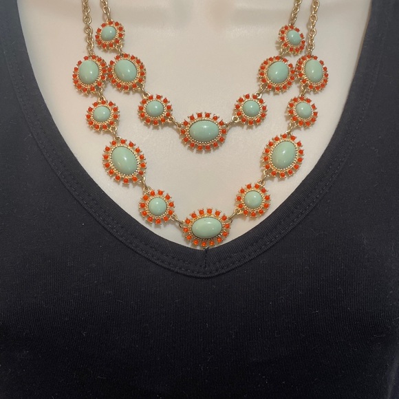 CARNELIAN AND AQUA NECKLACE 2 STRANDS DESIGNER LOOK A LIKE PIECE 20” VERY NICE - Picture 2 of 4
